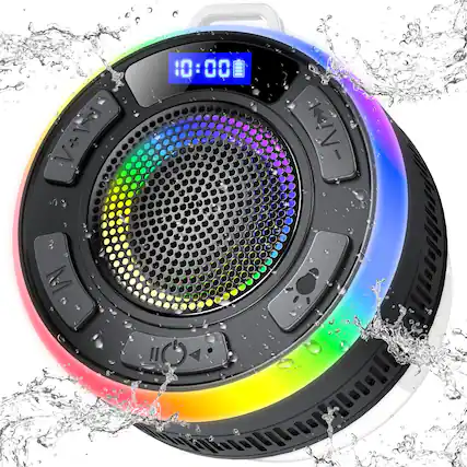 Front. Dazzed Corner - Shower Bluetooth Speaker, Portable Bluetooth Speakers - Black.