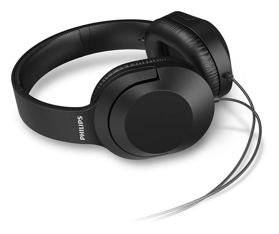 Alt View 4. Philips - Wired Over-Ear Stereo Headphones 40mm Neodymium Drivers, 2m Cable, Passive Noise Isolation, Lightweight Adjustable Hea.. - Black.