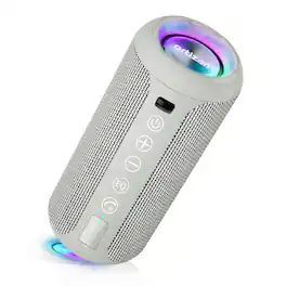 Ortizan - Portable Bluetooth Speaker, IPX7 Waterproof, TWS, 30H Playtime, Deep Bass - Gray