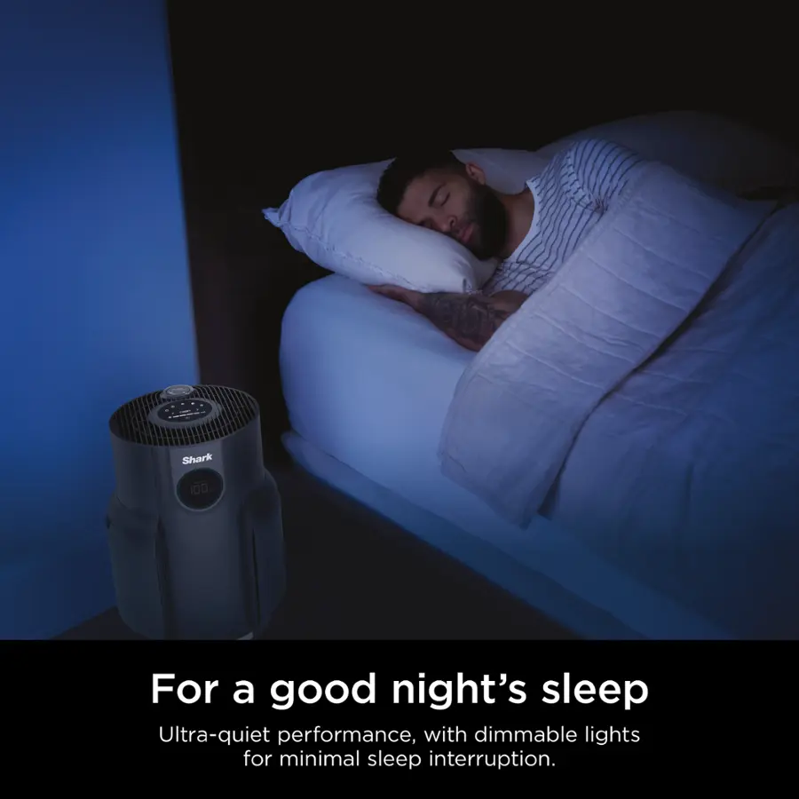 For a good night's sleep, the Shark 1D0 offers ultra-quiet performance and dimmable lights to minimize sleep interruption.