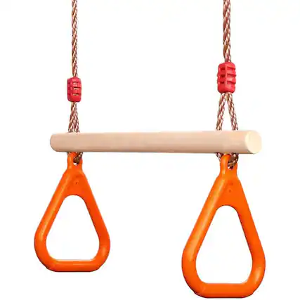 Front. MOSZAR LLC - Kids Trapeze Bar with Rings,Wooden Trapeze Swing Bar for Ninja Warrior Obstacle Course,Children's Swing Set Indoor Outdo.