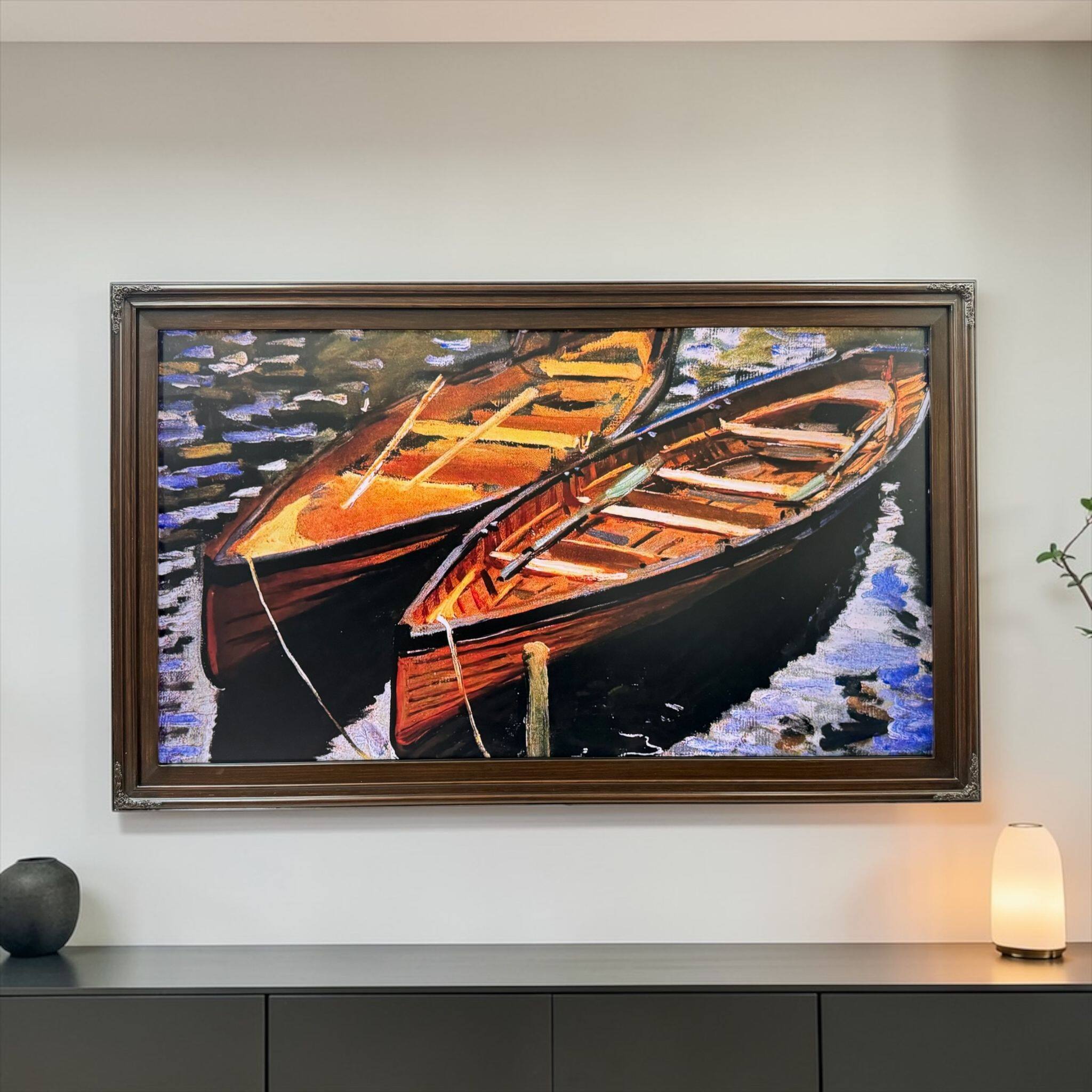 Alt View 9. LAREDO FRAME FACTORY - 65 inch Hisense Canvas TV Ornate frame, Canvas TV by Hisense - DARK WALNUT.