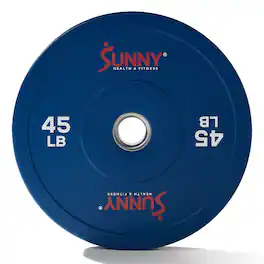 Sunny Health & Fitness - Elite 2-inch Rubber Olympic Weight Plates 45-Pound (Single) - Blue