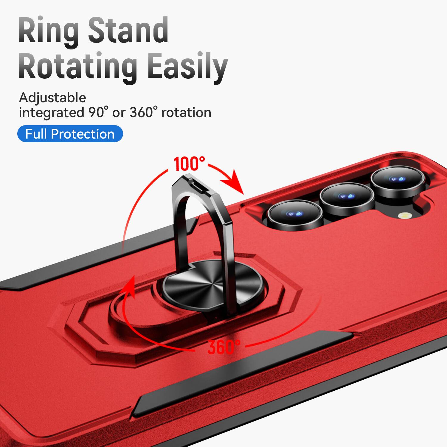 Ring Stand Rotating Easily Adjustable integrated 90° or 360° rotation Full Protection