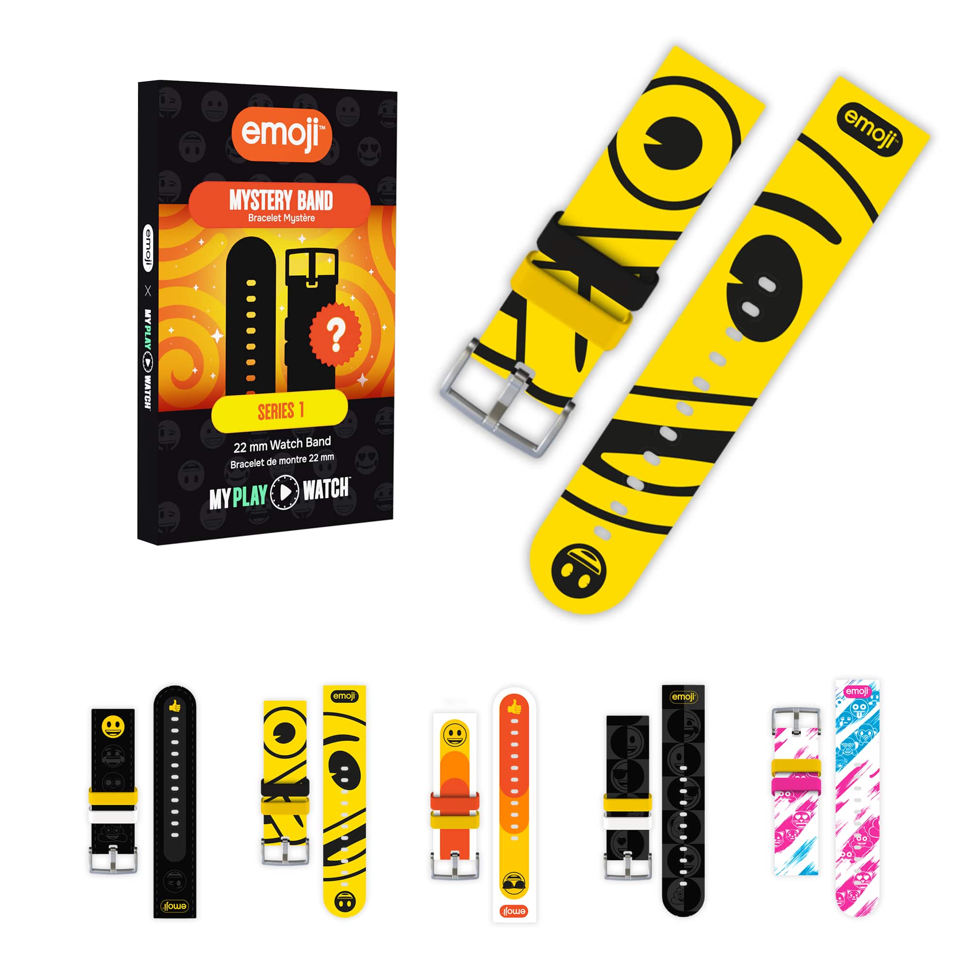 emoji® Mystery Band – My Play Watch Replacement Band, 22mm Interchangeable Watch Band, Officially Licensed emoji®