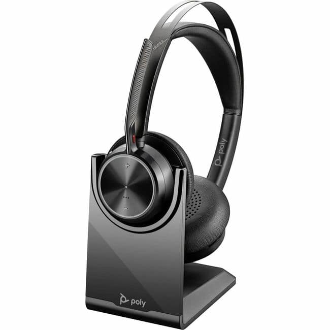 HP - Poly Voyager Focus 2 USB-C-C Headset +USB-C/A Adapter + Charging Stand - Google Assistant, Siri - Stereo - USB Type C - Black