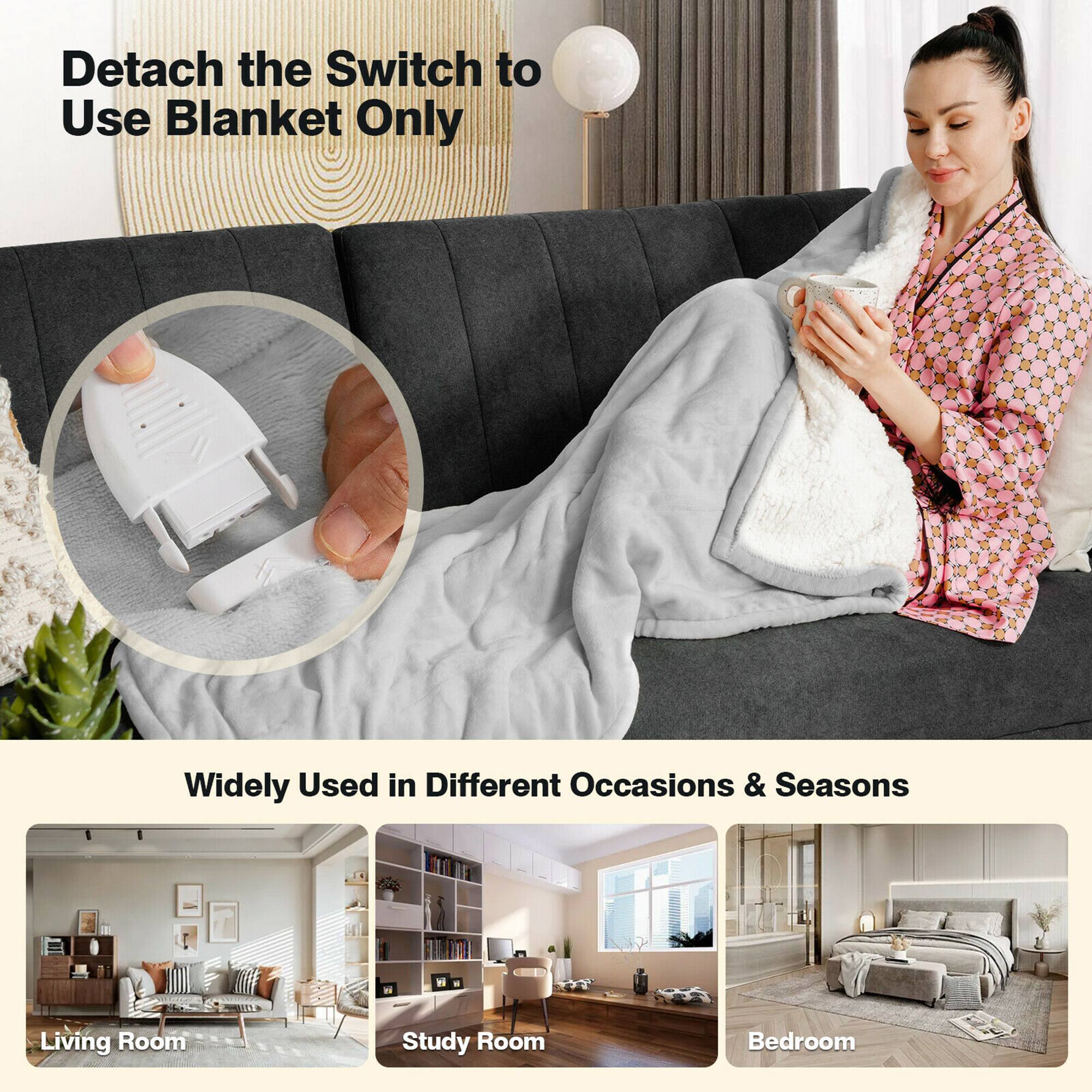 Detach the switch to use blanket only. Widely used in different occasions and seasons.