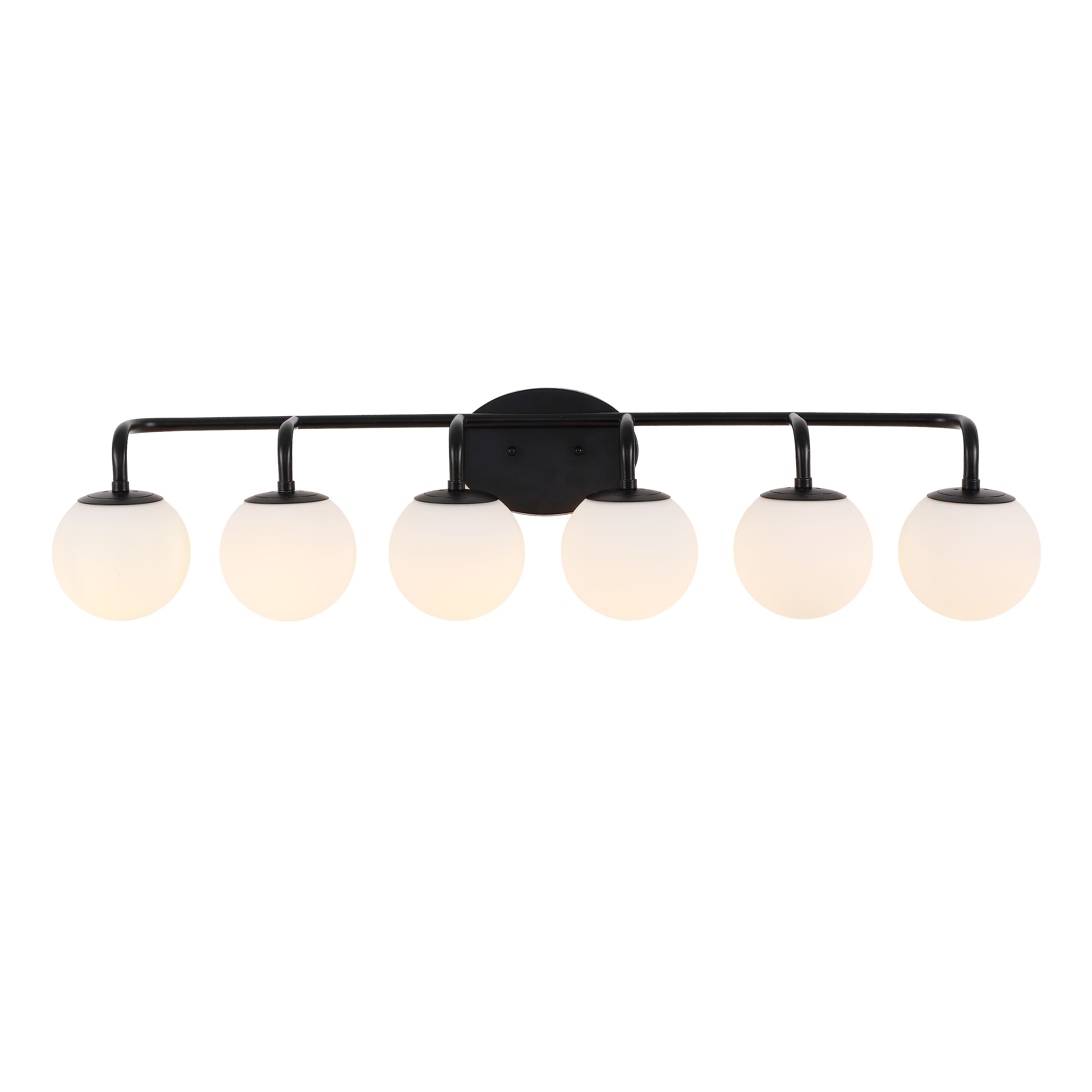 "Jonathan Y - Louis Parisian Globe 40"" 6-Light Metal/Frosted Glass Modern Contemporary LED Vanity Light - Black" price history on PriceWatchPro