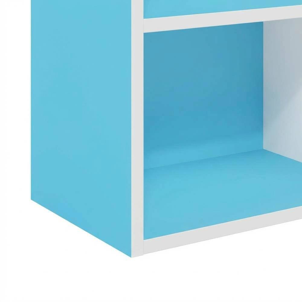 Alt View 2. FurniFact - Light Blue 2-Tier Open Shelf Bookcase with Wooden Construction - Light Blue/White.