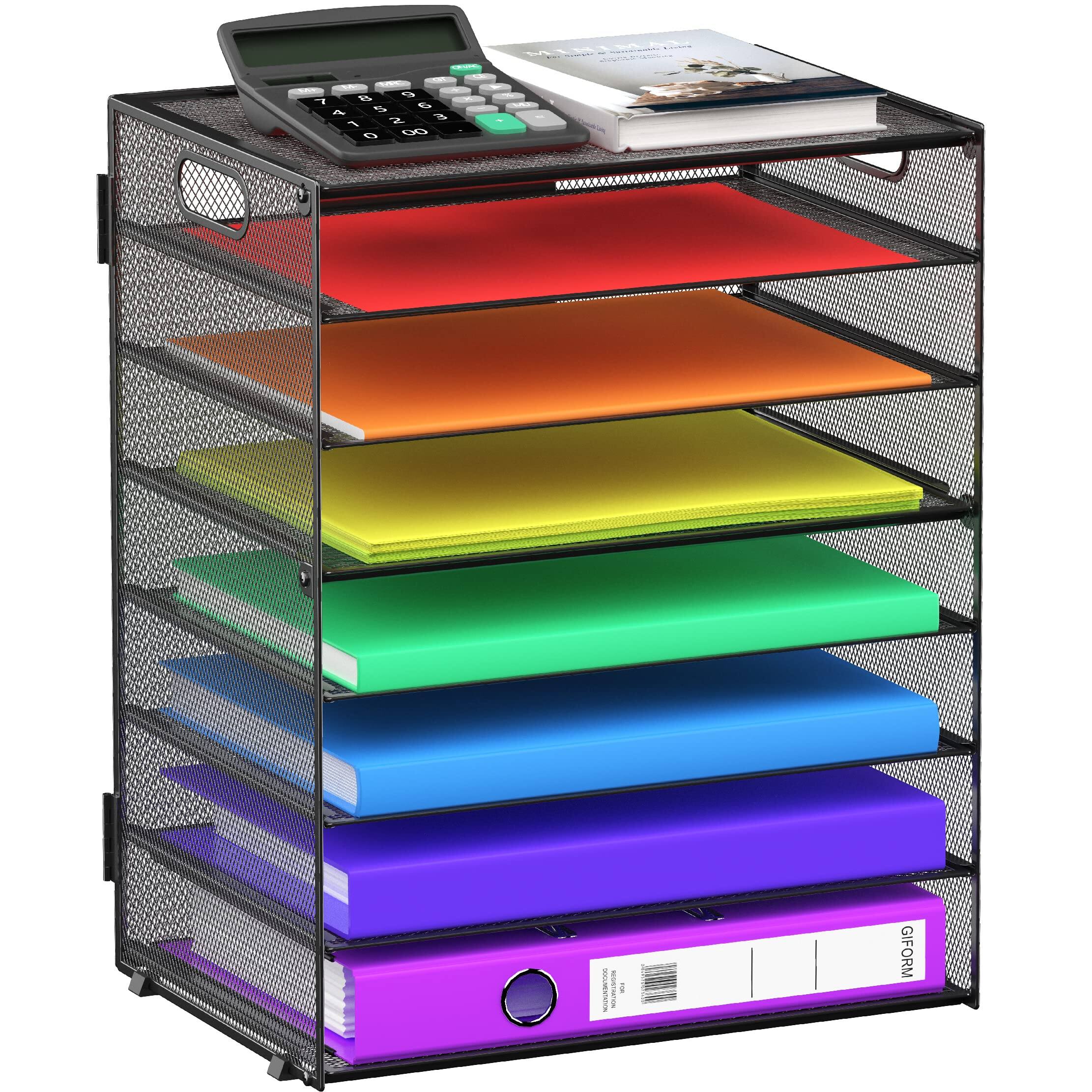 Dapper Styles 8 Tier Paper Letter Tray Organizer With Handles Mesh Desk ...