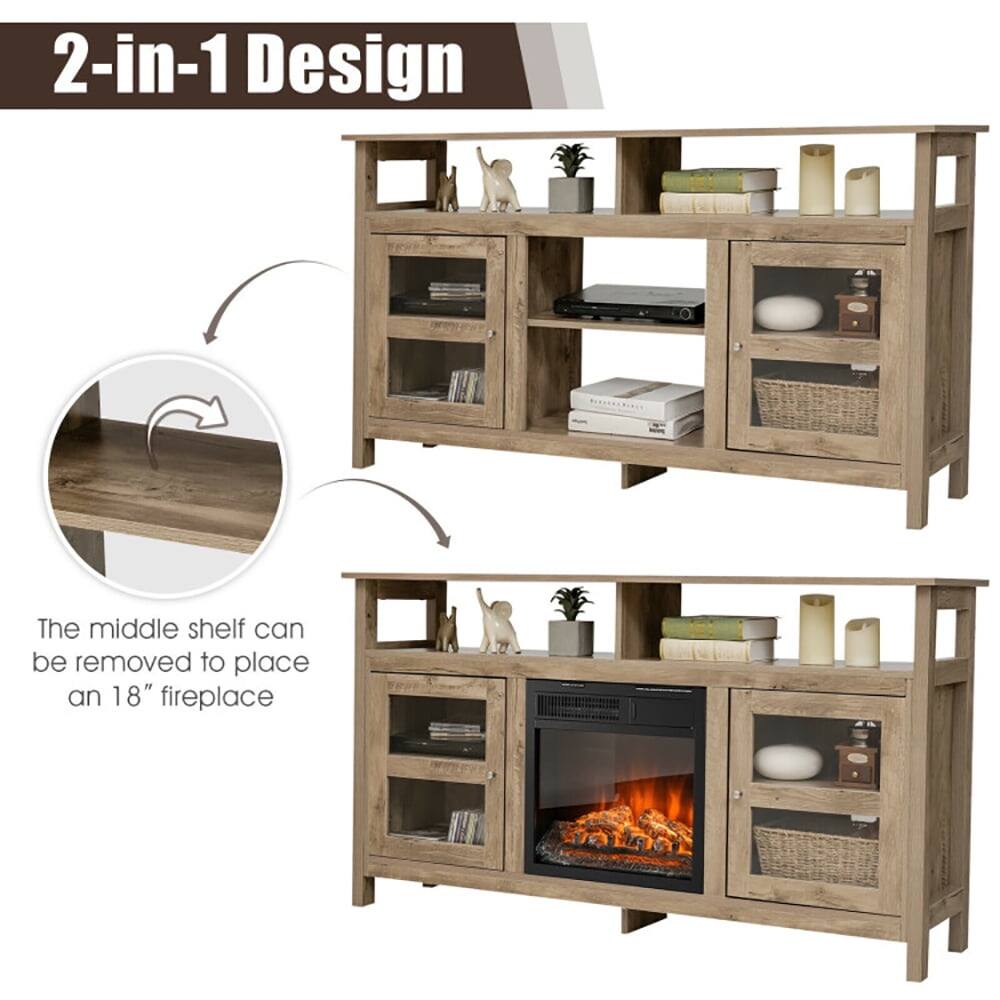 2-in-1 Design

The middle shelf can be removed to place an 18" fireplace