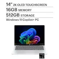 HP - OmniBook 5 - Copilot+ PC - 14" 2K OLED Touch-Screen Laptop - Snapdragon X Plus - 16GB Memory - 512GB SSD - Glacier Silver - Front_Zoom
