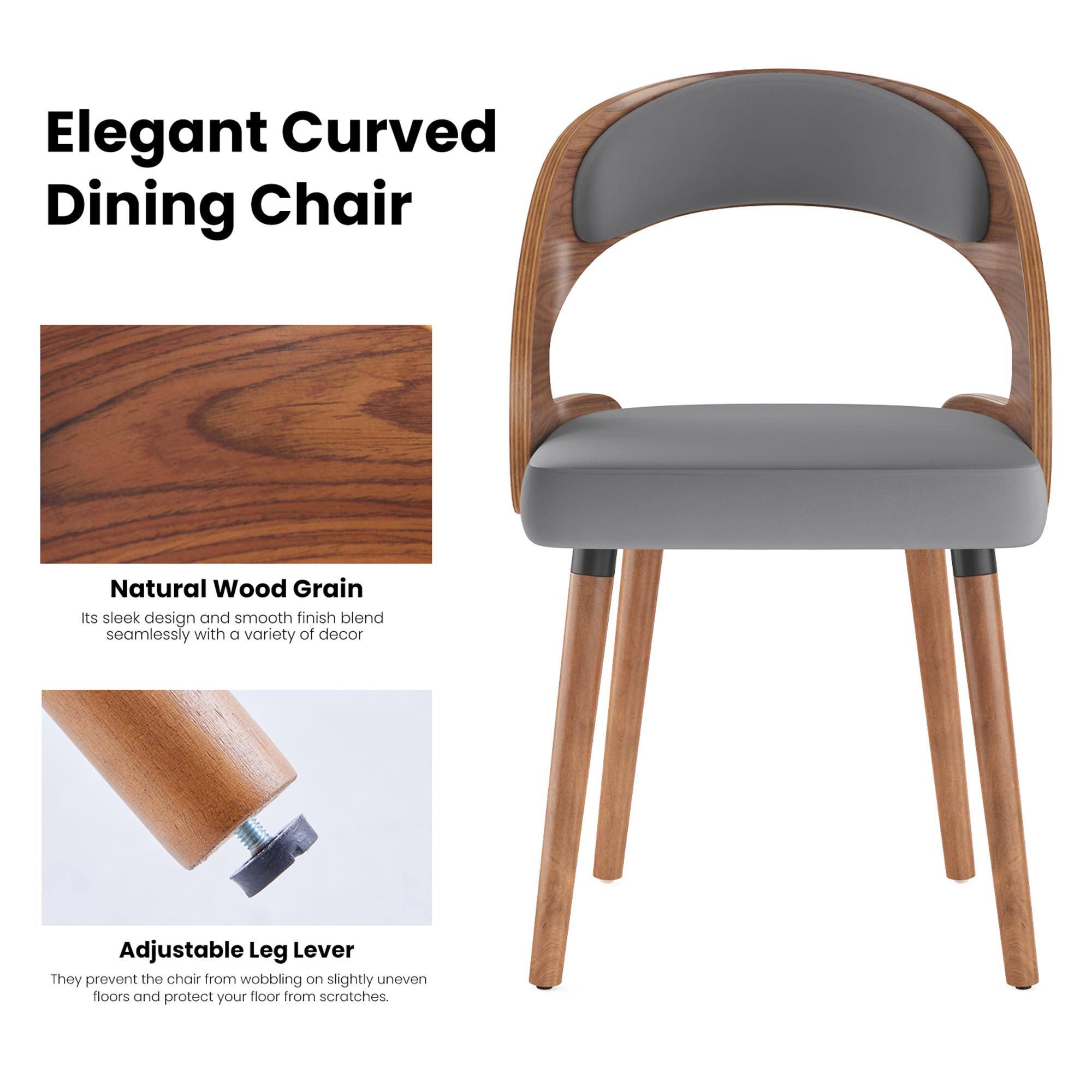 Elegant Curved Dining Chair

Natural Wood Grain
Its sleek design and smooth finish blend seamlessly with a variety of decor

Adjustable Leg Lever
They prevent the chair from wobbling on slightly uneven floors and protect your floor from scratches.