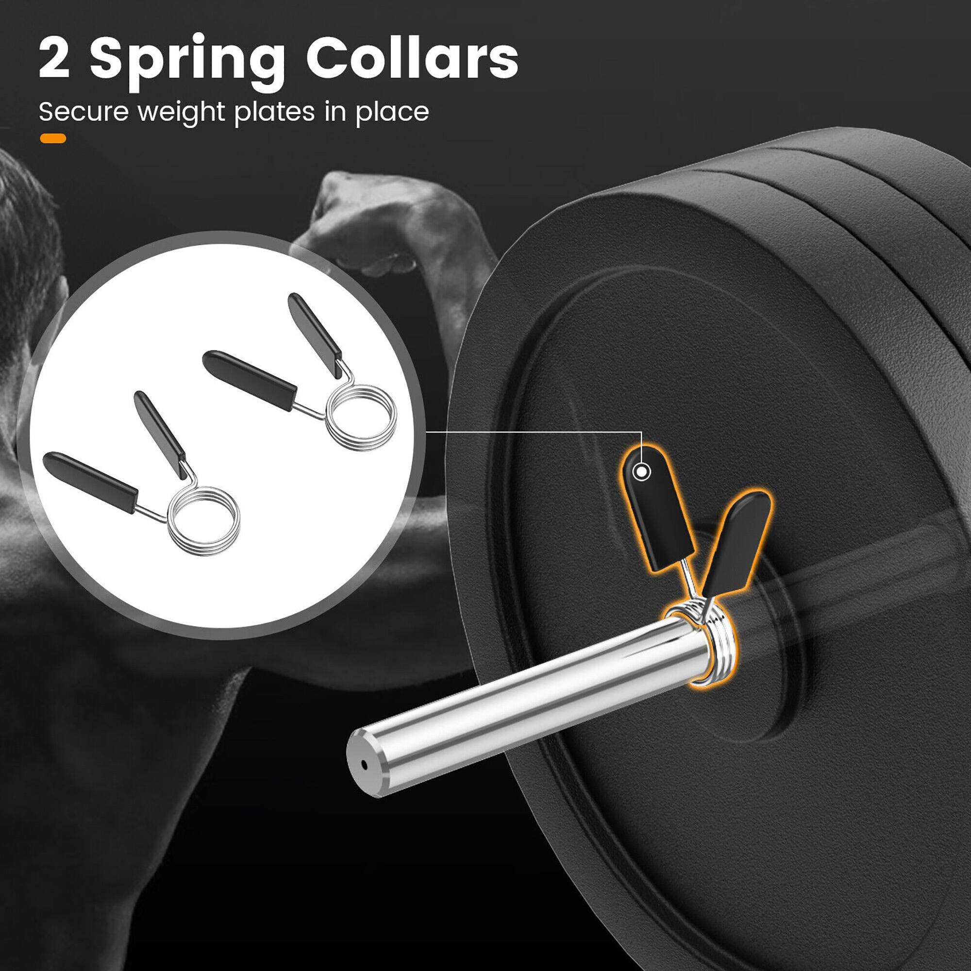 2 Spring Collars secure weight plates in place.