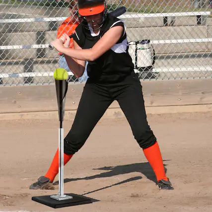 Front. PlayaPut - Batting Tee for Baseball and Softball, Height Adjustment from 25-37 inch - BLACK.