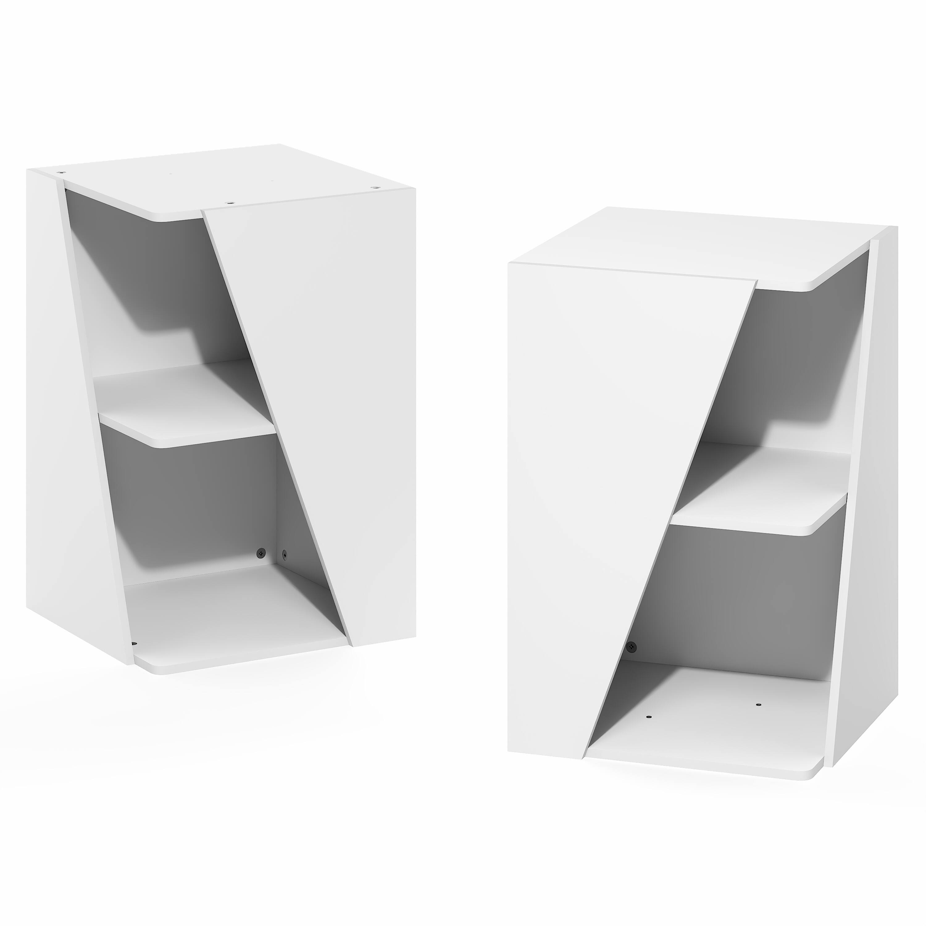 Alt View 6. Furinno - ECON Book Shelf, Stackable 2-in-1 Bookshelf, Corner Bookcase with Display Shelf, for Living Room, Bedroom, Home Office - White.