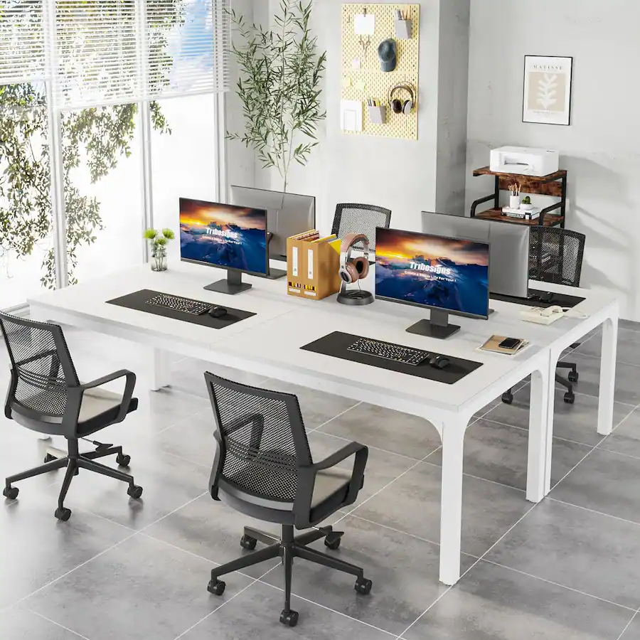 Double Client Desk Tribesigns 78.7 Inches Extra Long Computer Desk 2 Person Desk, Double ...