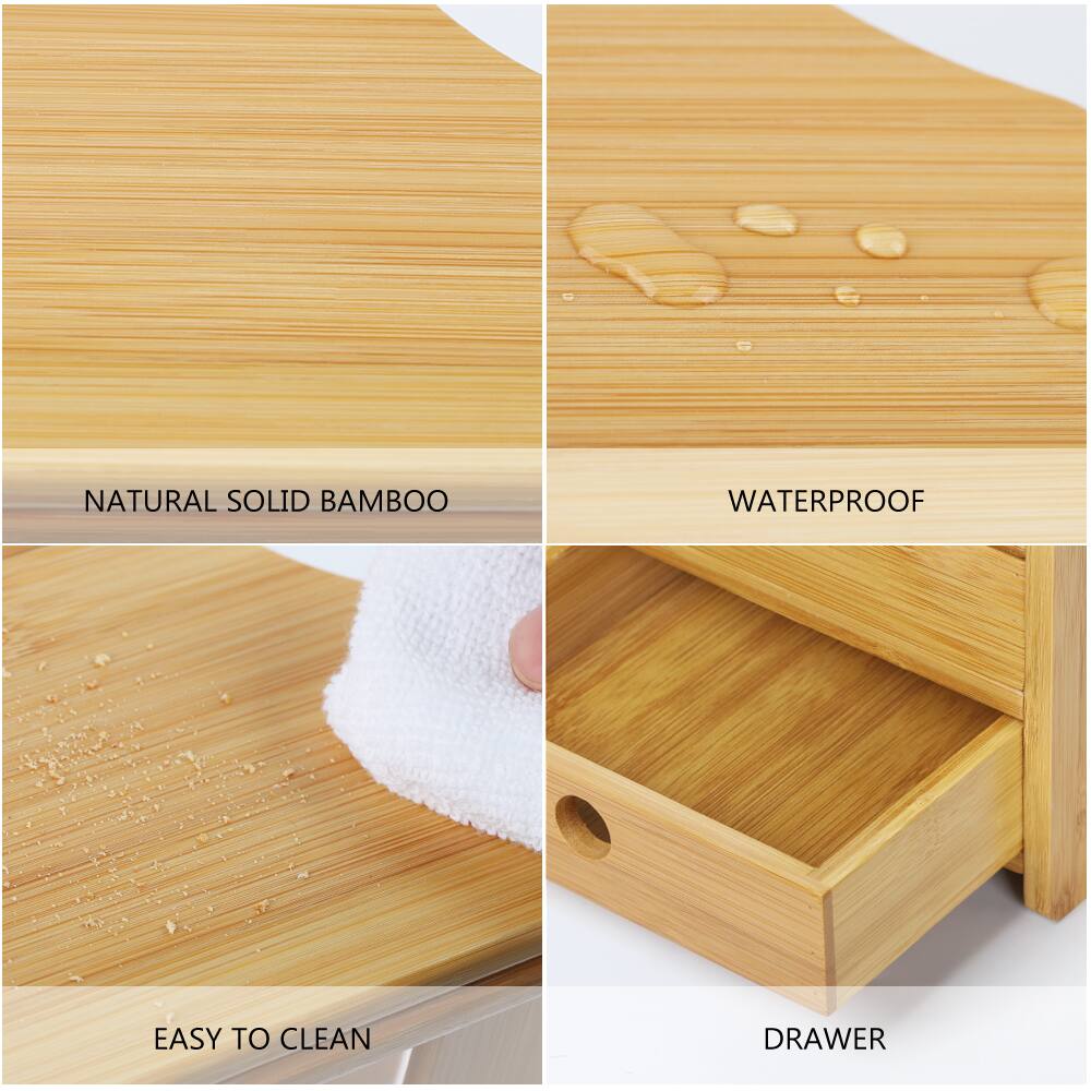 NATURAL SOLID BAMBOO  
WATERPROOF  
EASY TO CLEAN  
DRAWER