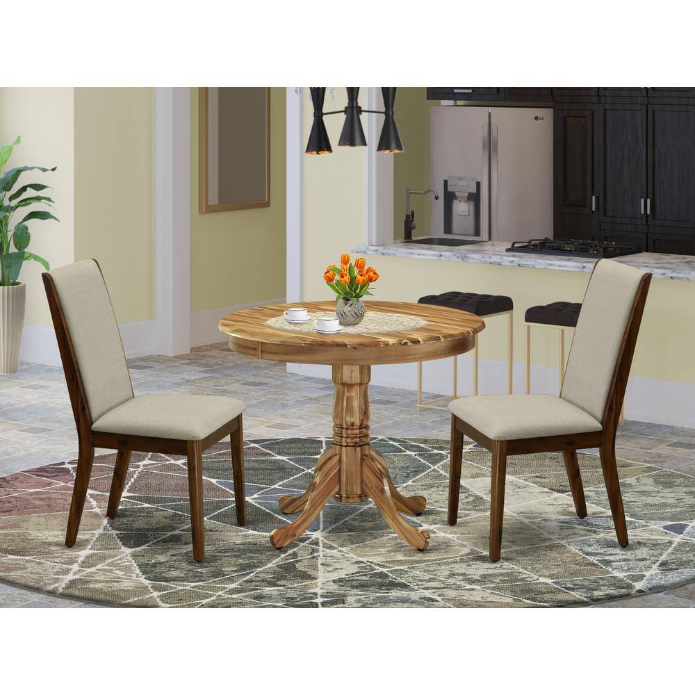 Back. East West Furniture - Dining Room Set Natural - Brown.