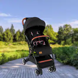 Hivvago - Compact Lightweight Travel Stroller for Toddlers Portable Airplane-Friendly Baby Stroller - Black