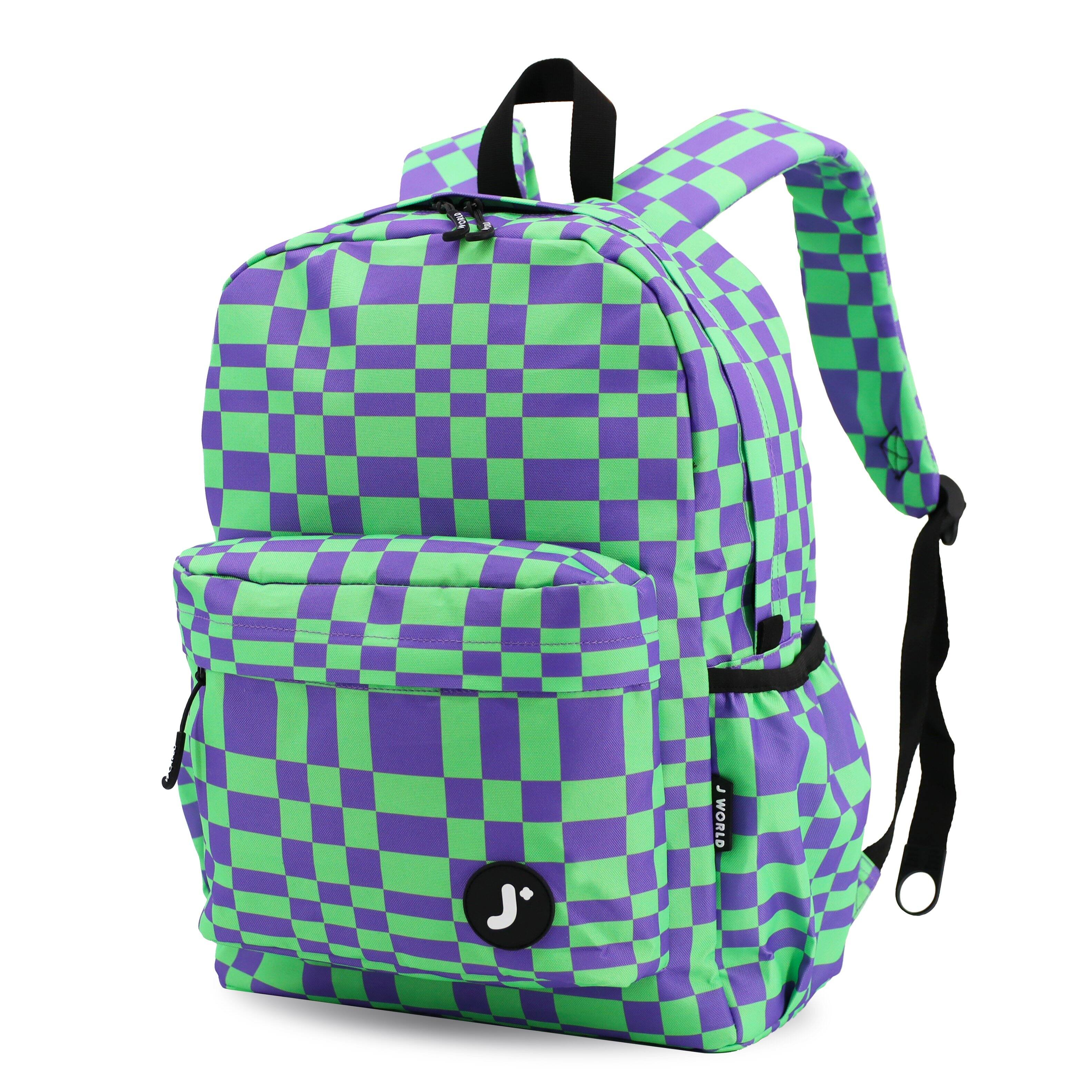 Angle. J World - J World Unisex Oz 17" Daily Backpack For School And Travel - Pixel Checkers - PIXEL CHECKERS.