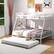 Angle. Costway - Twin Over Full Metal Slats Bunk Bed Frame with Trundle, Guard Rail & Ladders - White.
