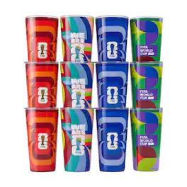 Jay Import - FIFA Set of 12 Highball / Pint Glasses - 16 oz Assorted Soccer Patterns - Official Collectible Set - Multi