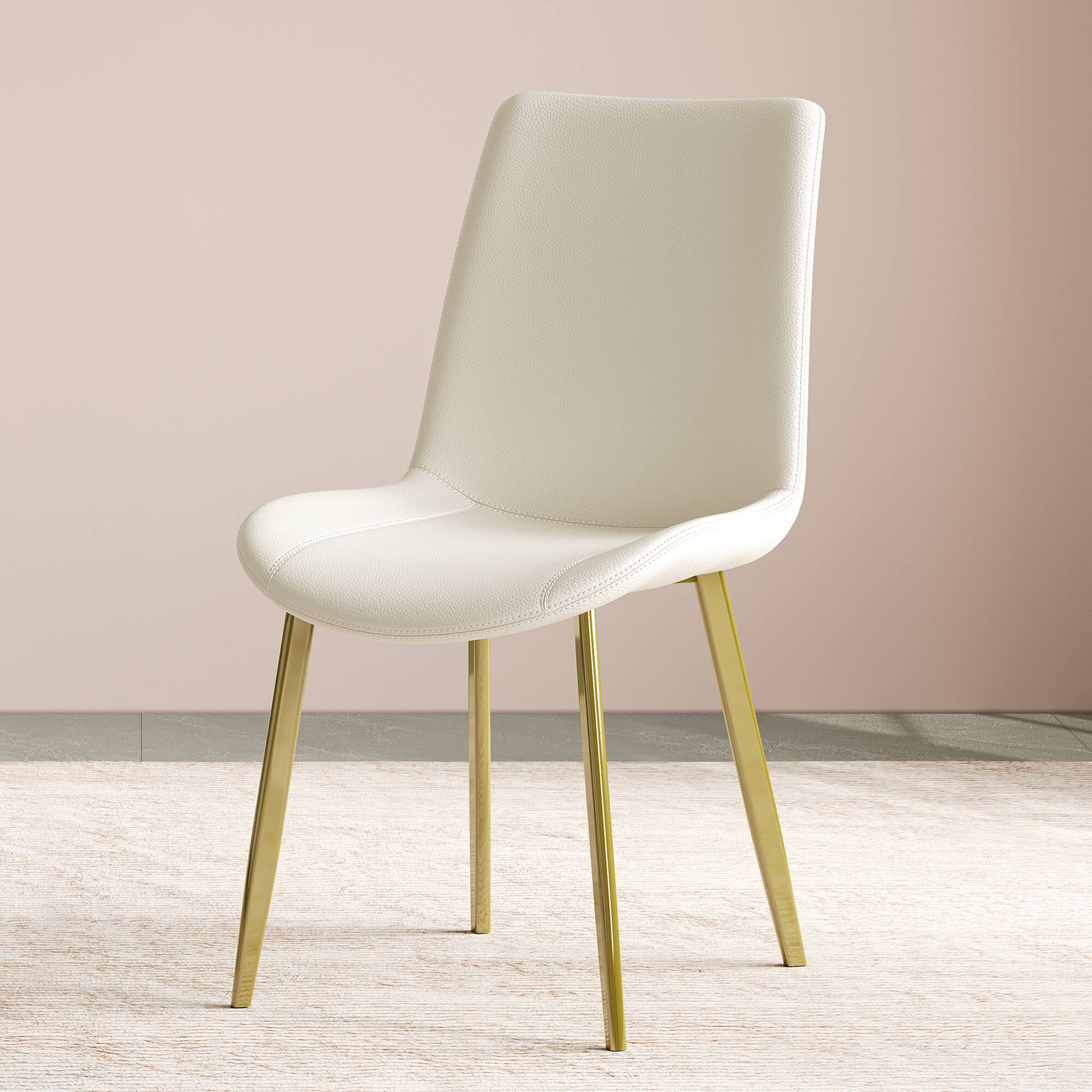 Alt View 7. GOODSILO - Modern Dining Chair with PU Leather Upholstery and Metal Frame for Kitchen and Dining Room, Set of 4 - White.