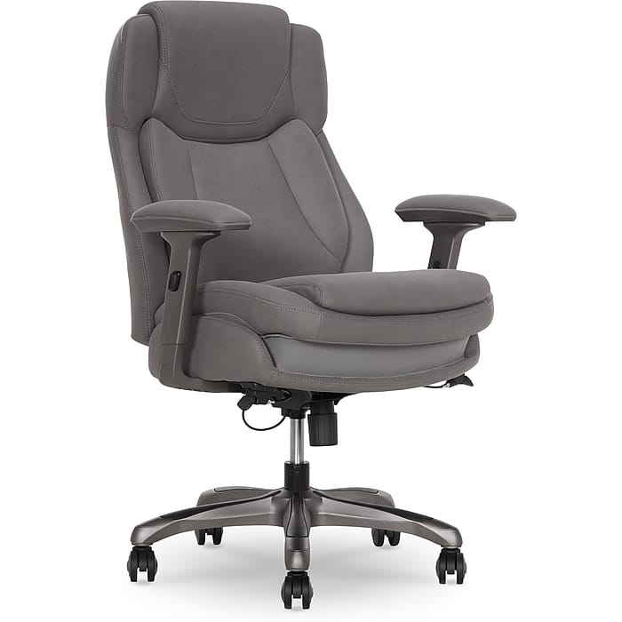 Front. La-Z-Boy - La-Z-Boy Noelin Ergonomic Fabric Swivel Task Chair, Gray (52703-GRY) - Gray.