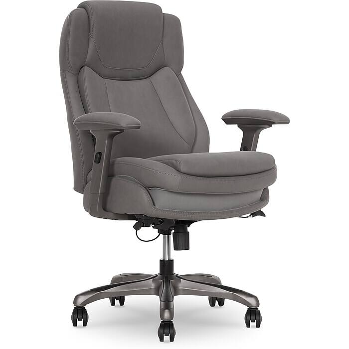 Front. La-Z-Boy - La-Z-Boy Noelin Ergonomic Fabric Swivel Task Chair, Gray (52703-GRY) - Gray.