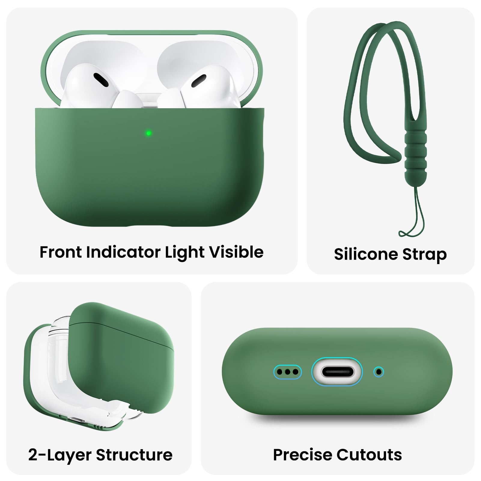 Front Indicator Light Visible  
Silicone Strap  
2-Layer Structure  
Precise Cutouts