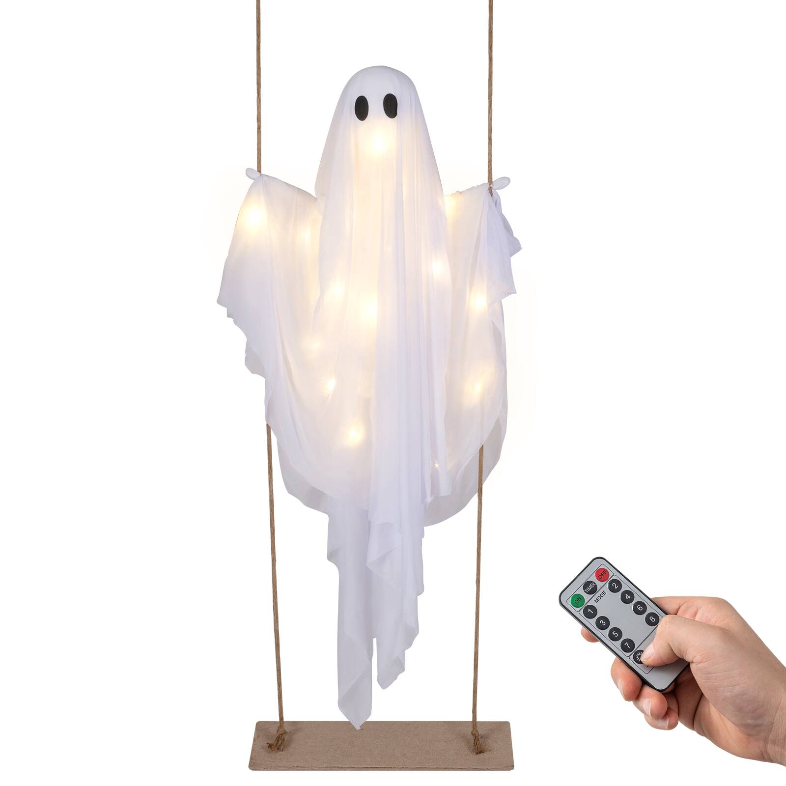 Alt View 1. Costway - Costway 5Ft Light-up Halloween Ghost with LED String Lights Remote Control 8 Modes for Yard - White.