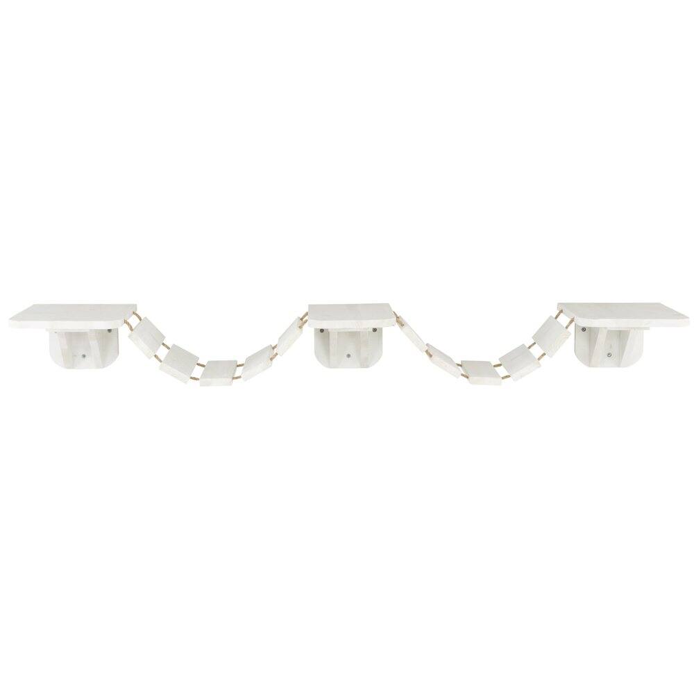 Front. TRIXIE - Multi-Level Wall Mounted Cat Perch with Bridge - White.