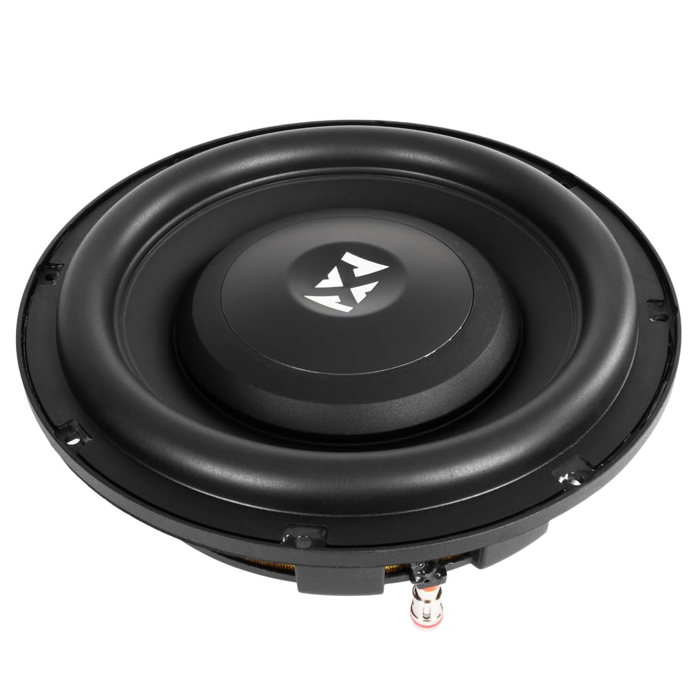 Alt View 1. NVX - SQW104 1200W Peak (600W RMS) SQ-Series Shallow-Mount 10" Dual 4-Ohm Subwoofer.