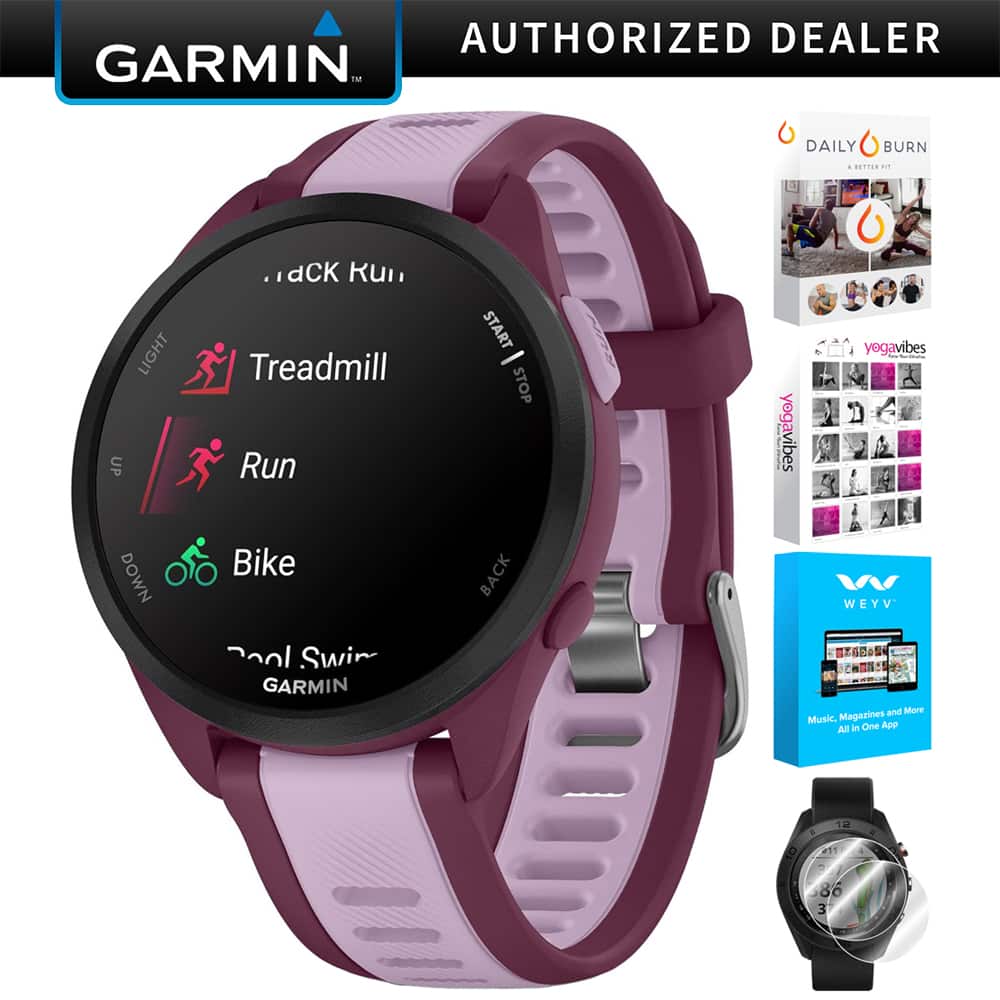 Garmin - Forerunner 165 Music Smart Sport Watch, Berry + Lilac w/ Fitness Bundle - Berry/Lilac - (2024)
