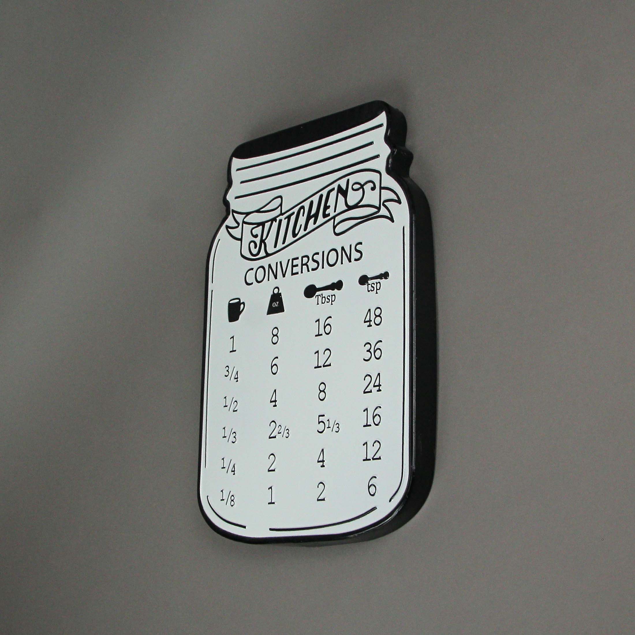 Sure, here is the corrected and grouped text from the image:

---

**KITCHEN CONVERSIONS**

- **Tbsp** | **Tsp** | **Oz**
- 1 | 8 | 16
- 3/4 | 6 | 12
- 1/2 | 4 | 8
- 1/3 | 2 2/3 | 5 1/3
- 1/4 | 2 | 4
- 1/8 | 1 | 2

---

This format organizes the measurements clearly.