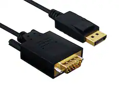 Front. Cable Leader - DisplayPort to VGA Cable, 1080p Full HD Latching Male to Male for PC, Laptop to Old Monitor or Projector - Black.