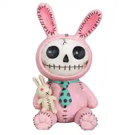 Pacific Trading - Furrybones Bun Bun Skeleton in Bunny Costume with Bunny Doll Figurine - Pink