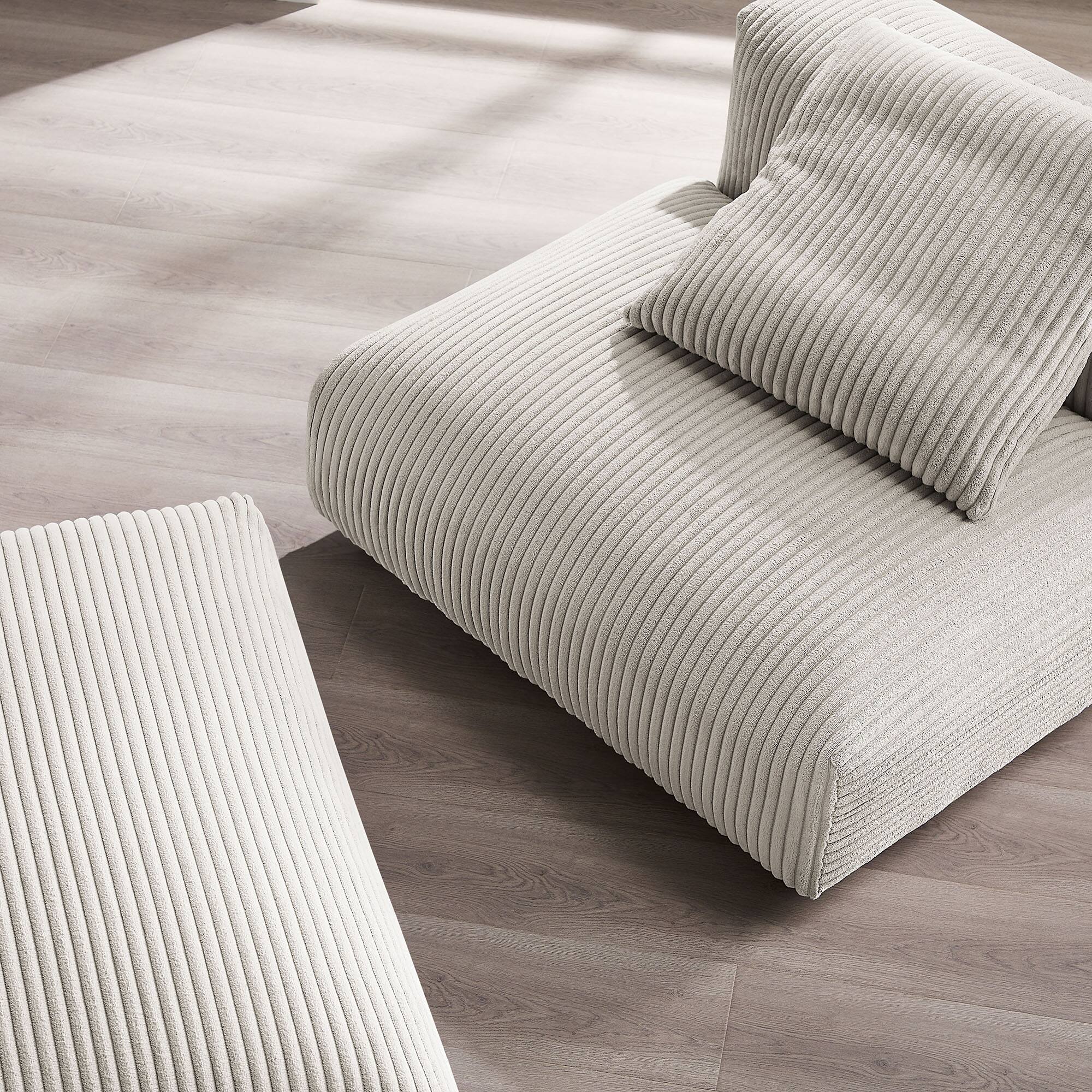 Alt View 9. Modway - Solace Modular Corduroy Upholstered Armless Chair and Ottoman Set by Modway - Almond.