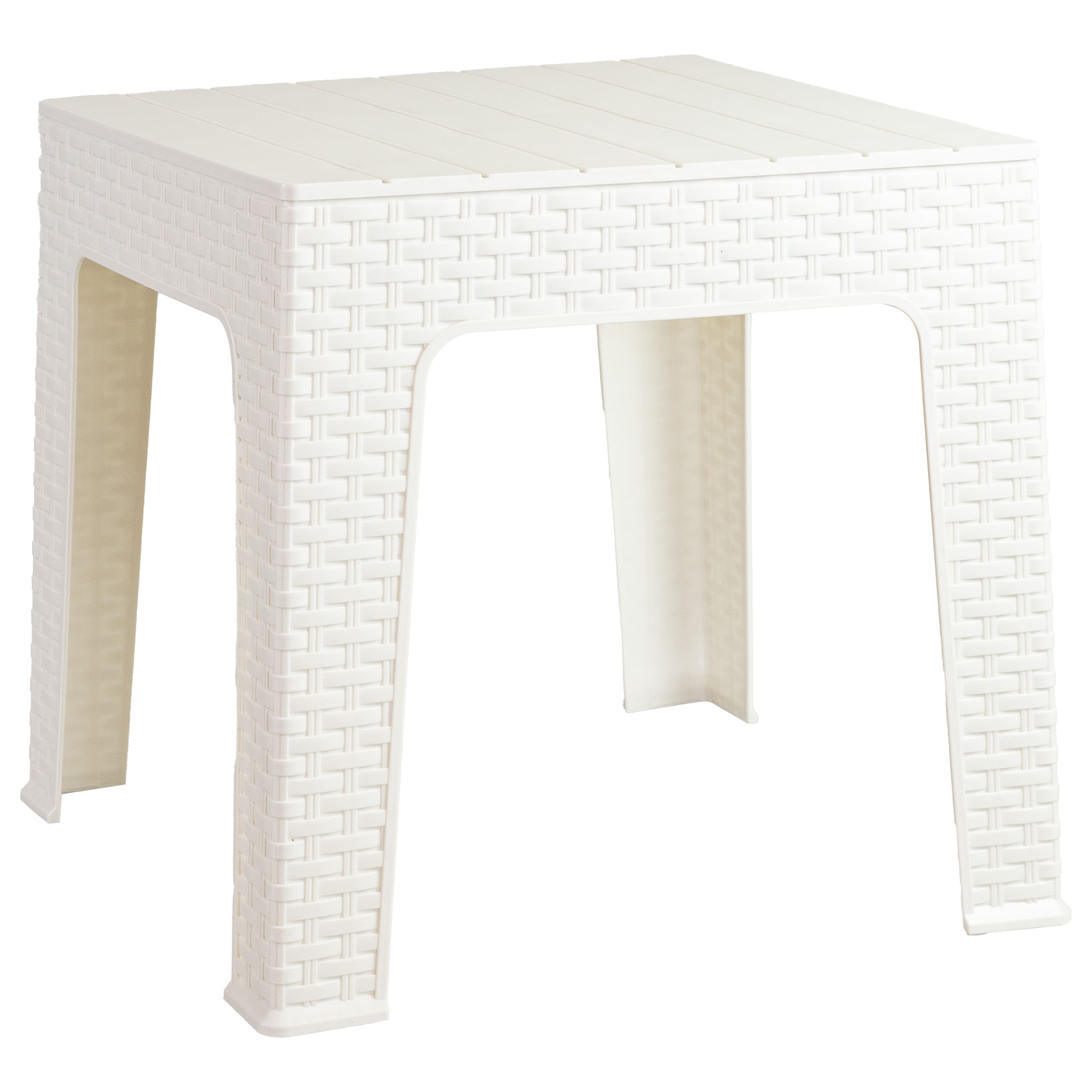 Sunnydaze - 17.75" Plastic Square Patio Side Table - White