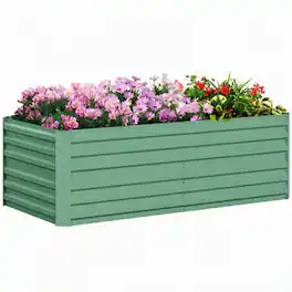 RYHNUYNE - Large Galvanized Raised Garden Bed Kit 6ft x 3ft x 2ft Tall Metal Planter Box for Vegetables Flowers and Herbs - Green