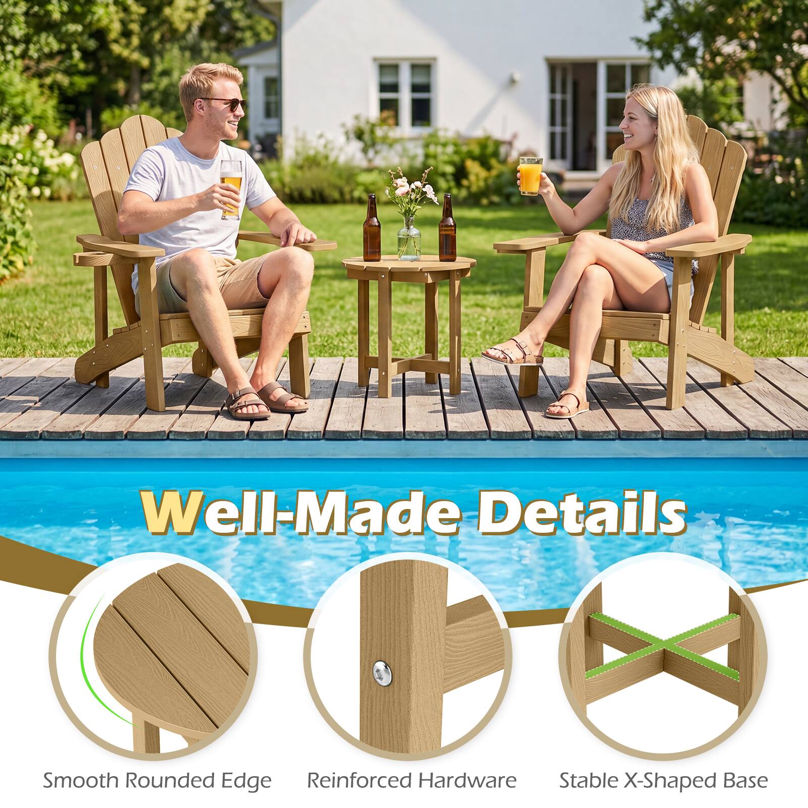 Well-Made Details  
Smooth Rounded Edge  
Reinforced Hardware  
Stable X-Shaped Base