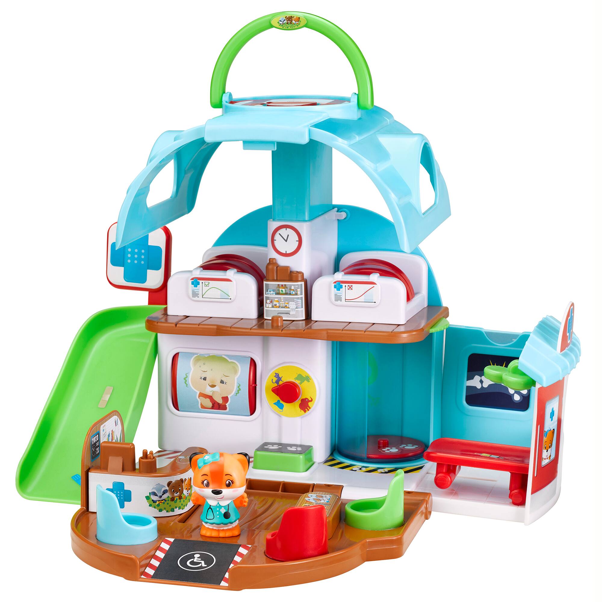 Front. Timber Tots - Timber Tots: Care Center - 9pc Medical toy Playset - Multicolored.