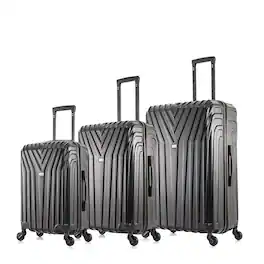 InUSA - Vasty Lightweight Hardside Spinner 3 Piece Luggage Set 20"/24"/28" - Black