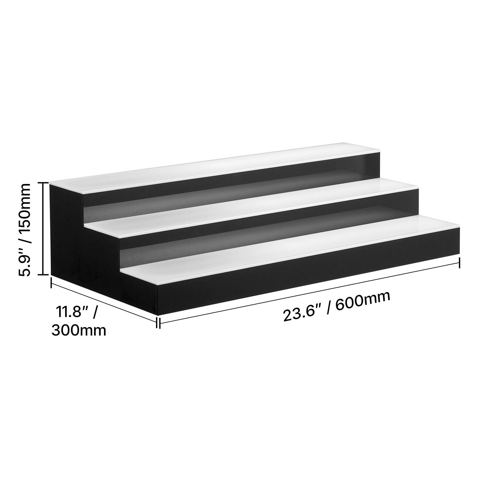 150mm / 5.9"  
11.8" / 300mm  
23.6" / 600mm