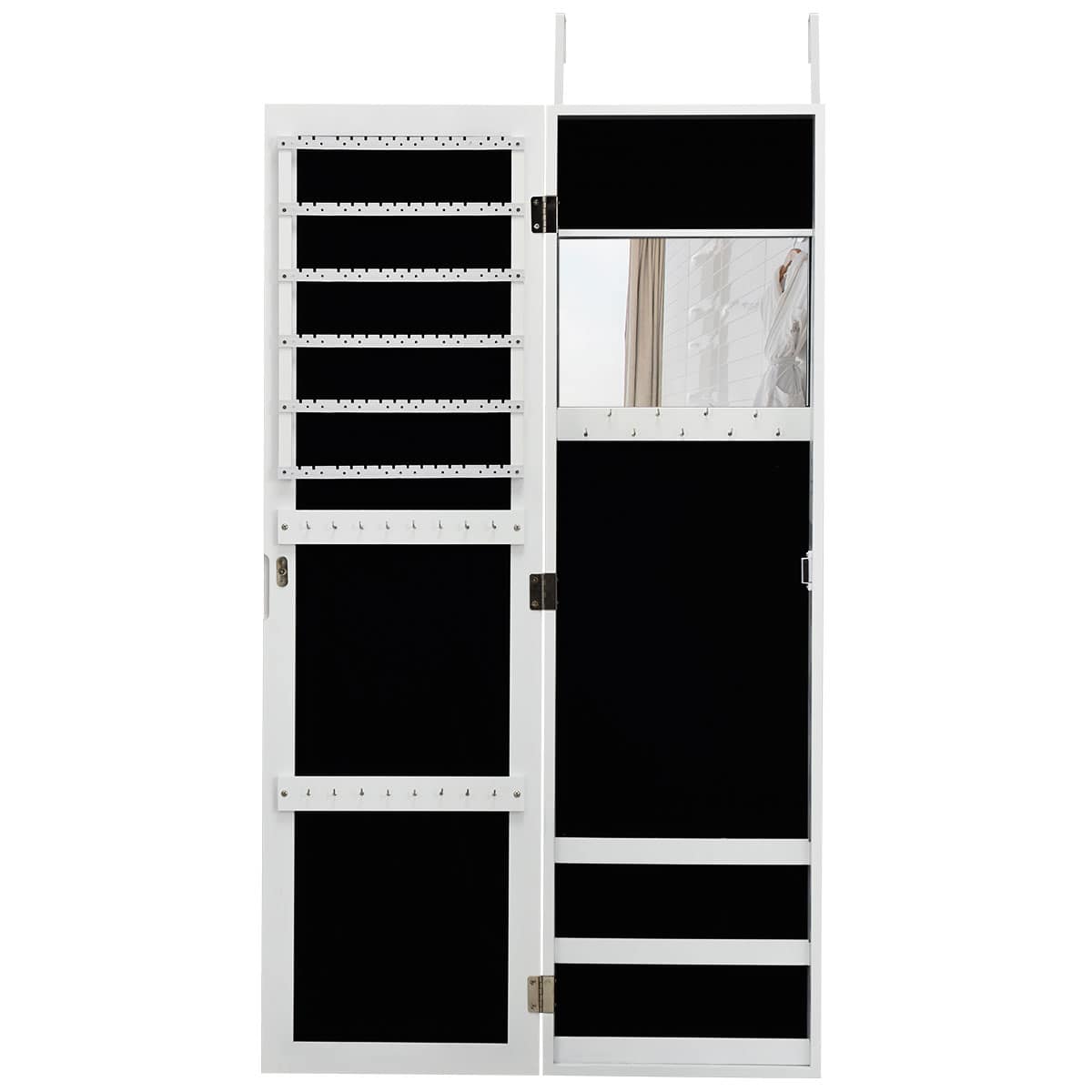 Alt View 18. Costway - Wall Door Mounted Mirrored Jewelry Cabinet Storage Organizer White - White.