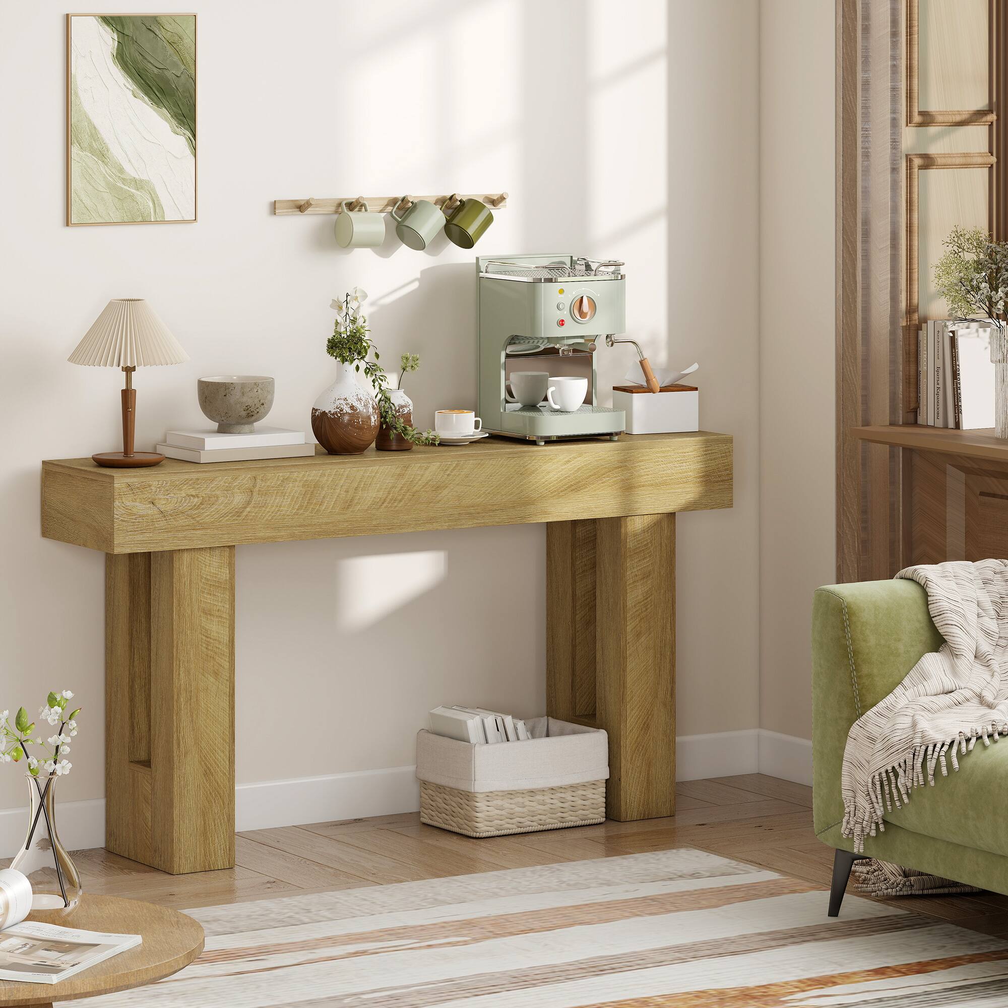 Alt View 7. Homcom - Inch Console Table, Sofa Table Behind the Couch with Thickened Tabletop for Living Room, Hallway - Oak.