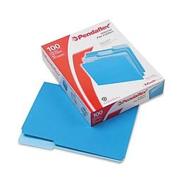 Pendaflex - Recycled File Folder, 1/3-Cut Tab, Assorted, Letter Size, 100/Box - Blue