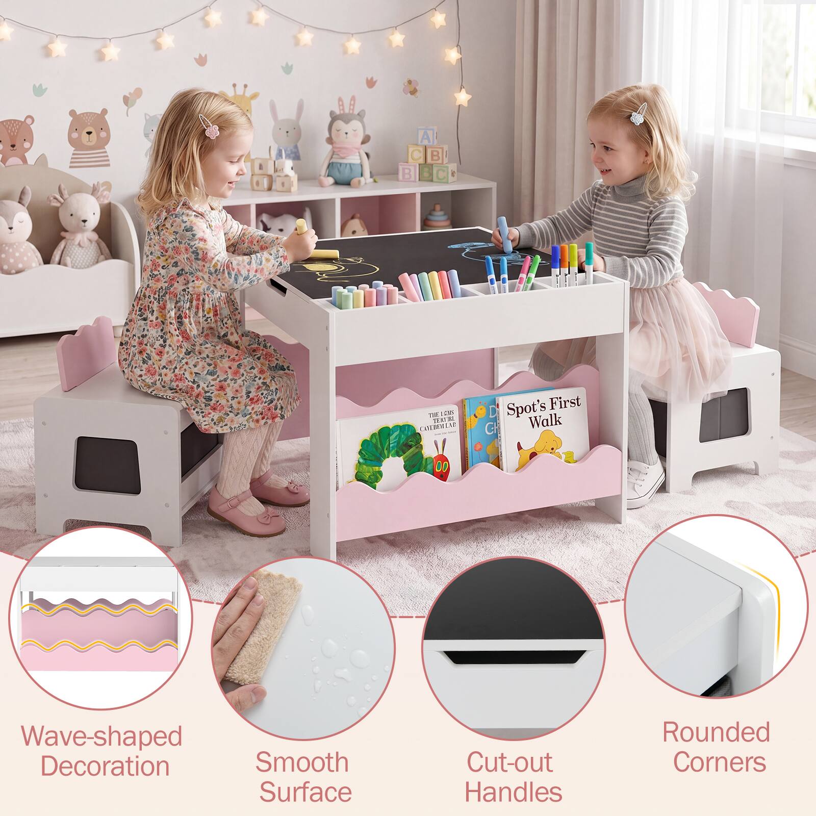 Spot's First C Walk

- Wave-shaped Decoration
- Smooth Surface
- Cut-out Handles
- Rounded Corners