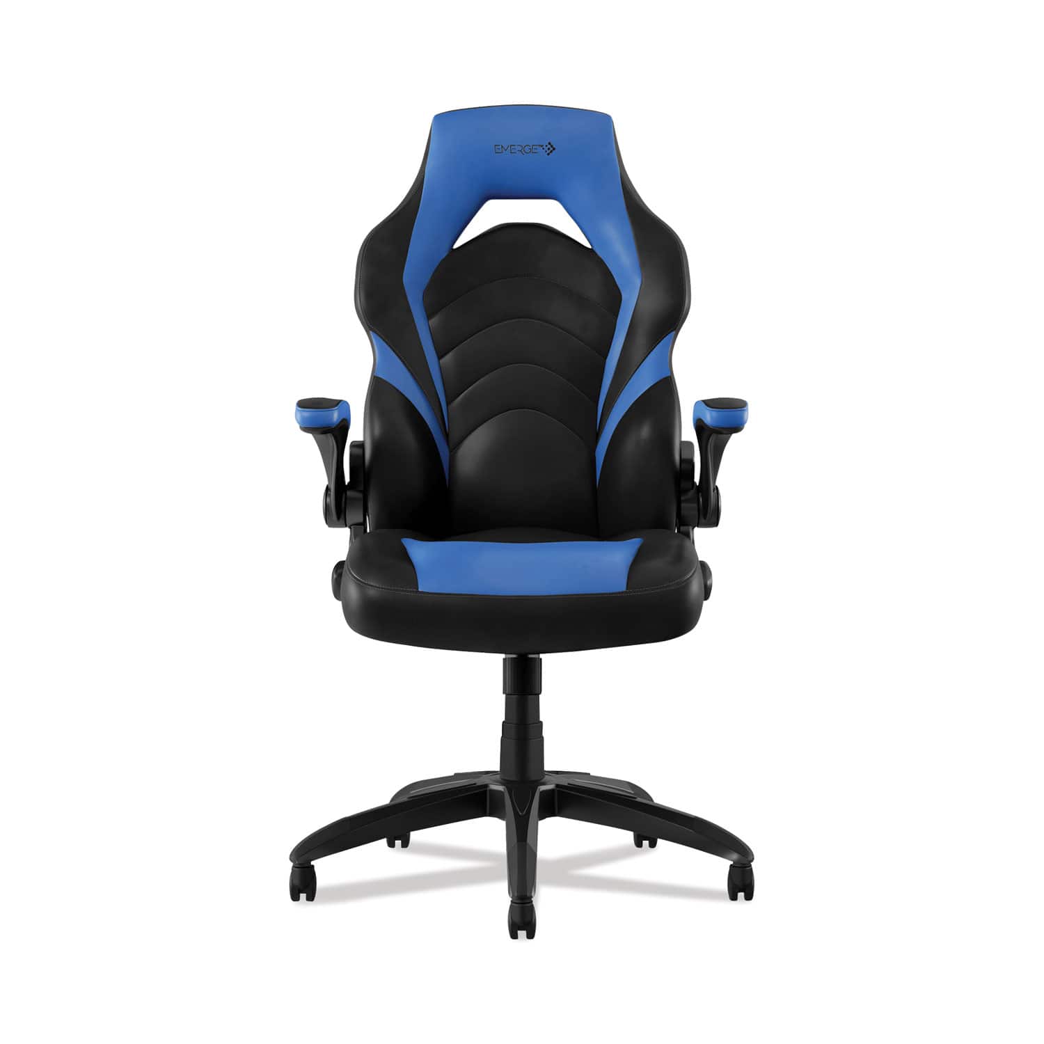Emerge - REMOVE - Vortex Bonded Leather Gaming Chair, Supports Up to 301 lbs, 17.9" to 21.6" Seat Height, Blue/ Base - Black